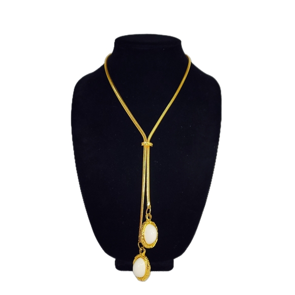 VTG Elegant Classy Kenneth Lane Lariat Pendant Necklace Goldtone 15" Length - Picture 2 of 10